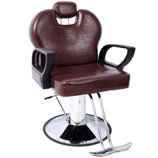 Hair Stylist All Purpose Barber Chair for Barbershop Salon Chair,Heavy Duty Hydraulic Barber Chair Spa Furniture Shampoo Reclining Extra Wider Seat Beauty Hair Salon Equipment ,brown