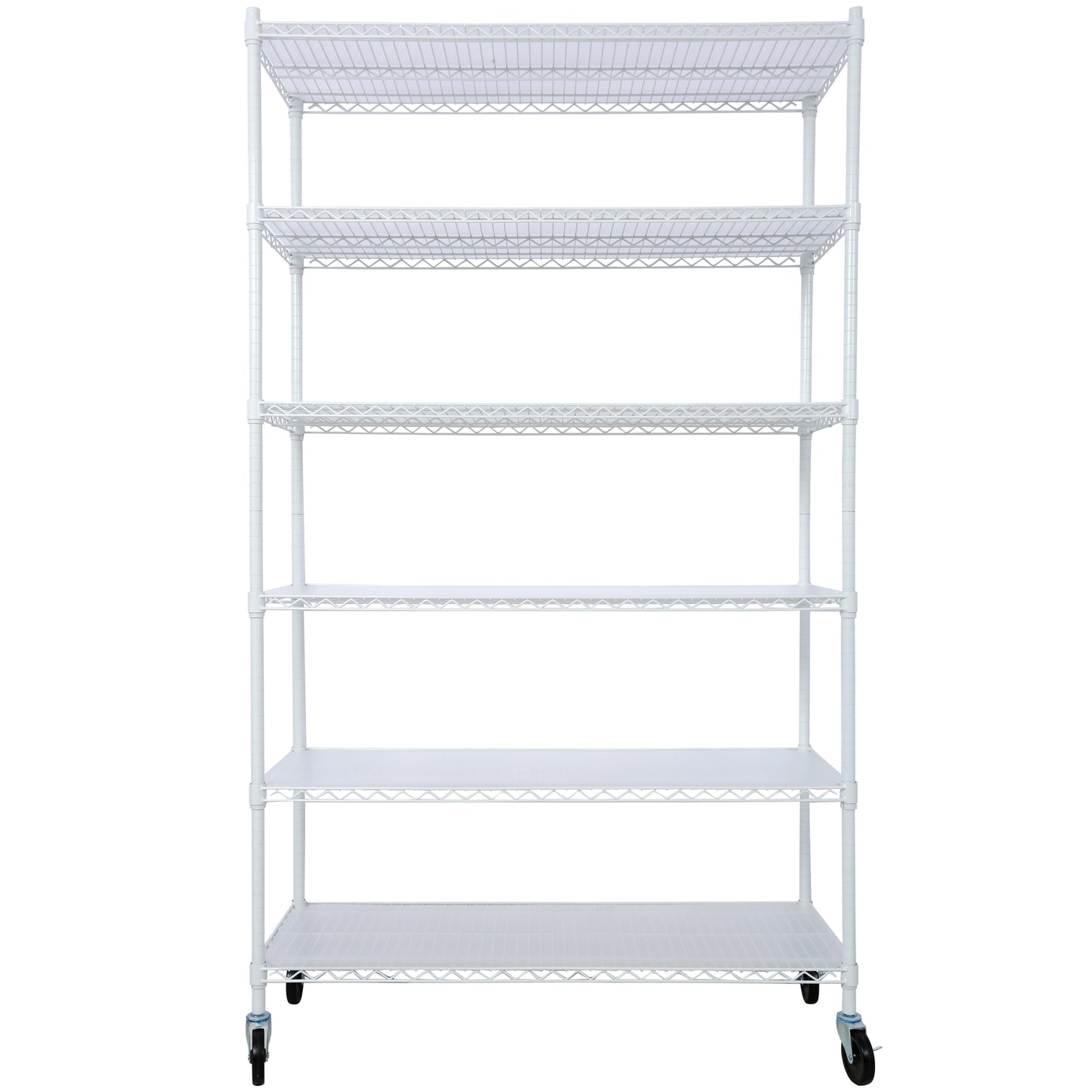 6 Tier 6000lbs Capacity NSF Metal Shelf Wire Shelving Unit, Heavy Duty Adjustable Storage Rack with Wheels & Shelf Liners for Commercial Grade Utility Steel Storage Rack, white - 84'H x 48'L x 20'D