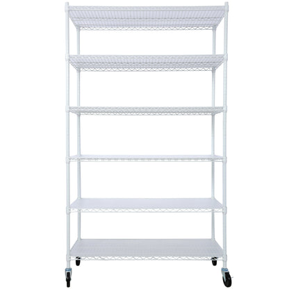6 Tier 6000lbs Capacity NSF Metal Shelf Wire Shelving Unit, Heavy Duty Adjustable Storage Rack with Wheels & Shelf Liners for Commercial Grade Utility Steel Storage Rack, white - 84'H x 48'L x 20'D Livingsource