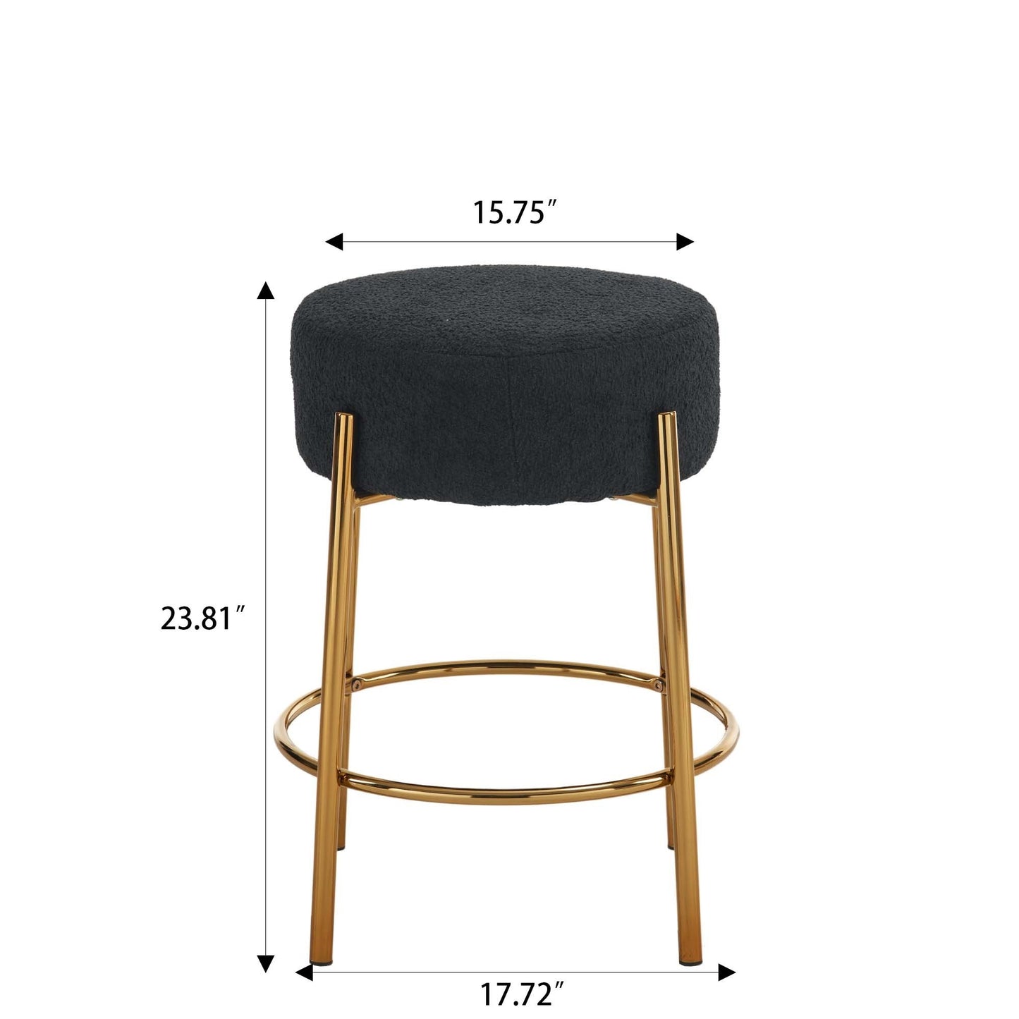 24" Tall, Round Bar Stools, Set of 2 - Contemporary upholstered dining stools for kitchens, coffee shops and bar stores - Includes sturdy hardware support legs