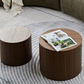 MDF nested table set 2 pieces, handcrafted round coffee table in living/lounge area, walnut color Livingsource