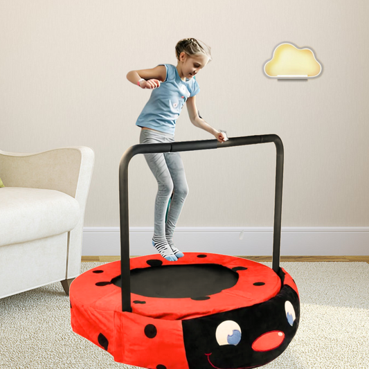 XTP003 Assembled children's trampoline happy expression outdoor and indoor dual-use ladybug black and red foldable iron tube for kids age 3 - 7 Livingsource