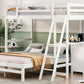 Twin over Full Bunk Bed with Built-in Desk and Three Drawers,White - SolidRoot Buy Furniture USA