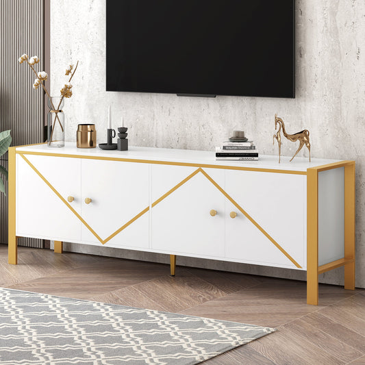 U-Can 70.9''Modern Minimalist TV Stand for TVs up to 75 Inches, Entertainment Center Media Console Cabinet with 2 Spacious Cabinets for Living room Livingsource