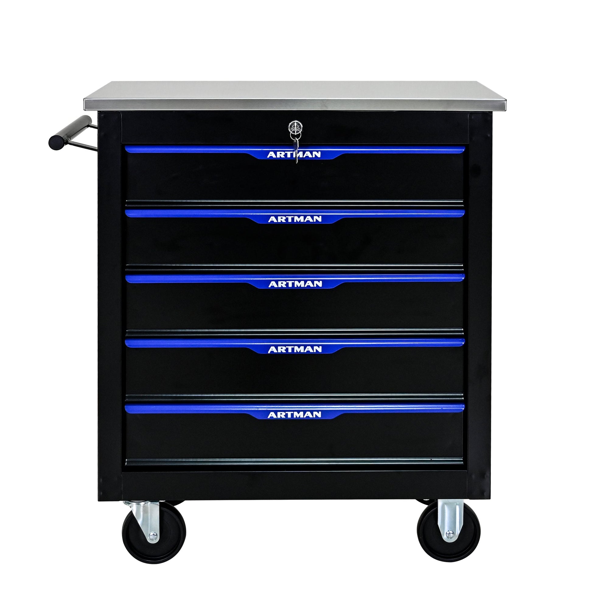 5 DRAWERS MULTIFUNCTIONAL TOOL CART WITH WHEELS-BLACK+BLUE SolidRoot Buy Furniture USA