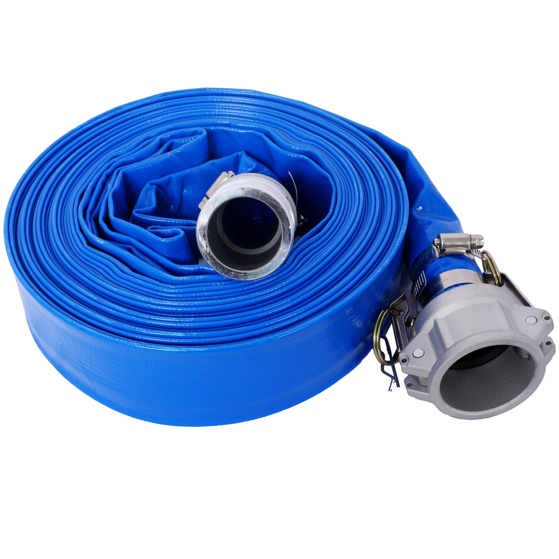 1.5' ID × 50 ft Pool Backwash Hose, Heavy Duty Reinforced Blue PVC Lay Flat Water Discharge Pump Hoses For Swimming Drain Pools and Clean Filters, with Aluminum Camlock C and E Fittings SolidRoot Buy Furniture USA