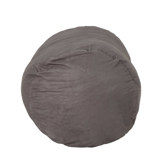 Michael Modern 4 Foot Cylindrical Suede Bean Bag Chair in Charcoal Polyester SolidRoot Buy Furniture USA