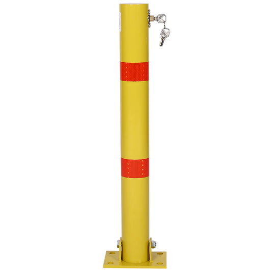 Parking bollard,pole barrier with lock ,car parking protection posts,home garage street decor ,parking barrier Round yellow SolidRoot Buy Furniture USA