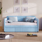 Upholstered Daybed Sofa Bed Twin Size With Trundle Bed and Wood Slat, Light Blue - SolidRoot Buy Furniture USA