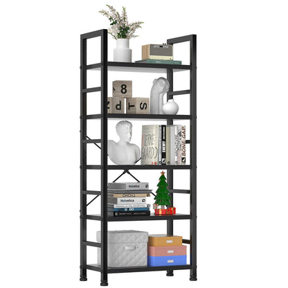 5 shelves, home office and living room, multifunctional display stand for books, black Livingsource