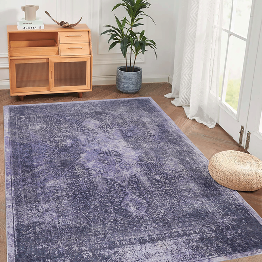 5x8 Area Rugs for Bedroom, Washable Rug, Low-Pile, Non-Slip, Non-Shedding, Foldable, Kid & Pet Friendly - Area Rugs for living room, bedroom, kitchen, dining room rug, (Anthracite, 5' x 8') Livingsource