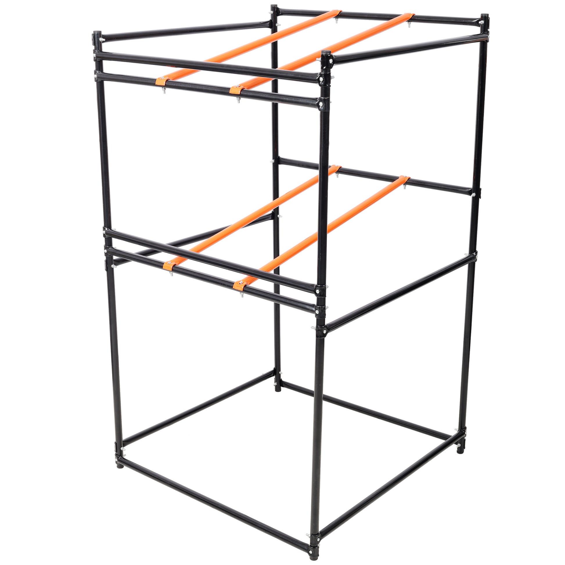 Lawn Mower Display and Storage Rack 3PCS Lawn Mowers Storage 330LB Load Capacity Black&Orange Color SolidRoot Buy Furniture USA