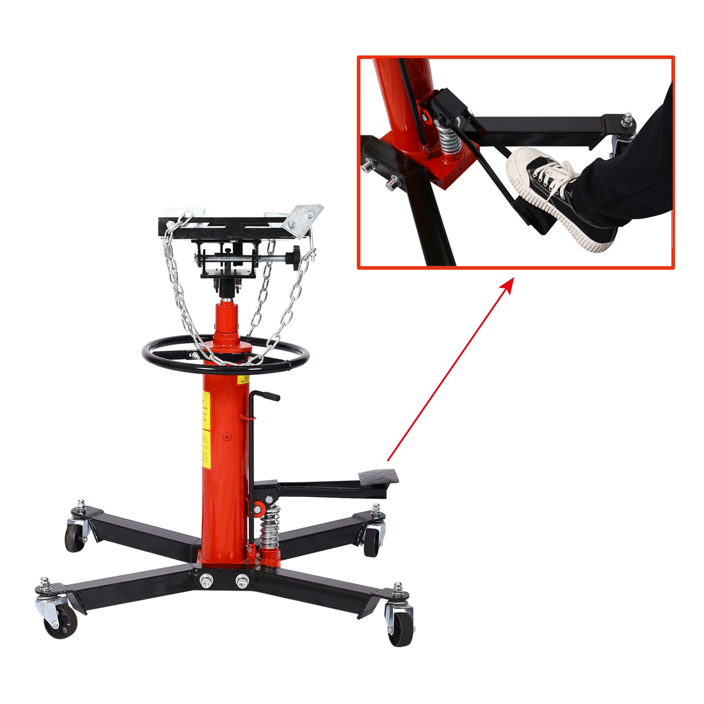 1660lbs Transmission Jacks , Hydraulic Transmission Jack 2 Stage Hydraulic w/ 360° for car lift 0.75 Ton