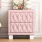 Elegant Velvet Nightstand with 2 Drawers and Crystal Handle, Storage Bedside Table with Button-Tufted, Pink Livingsource