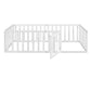 Twin Size Wood Floor Bed Frame with Fence and Door, White(OLD SKU :WF289661AAK) - SolidRoot Buy Furniture USA