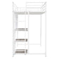 Twin Size Loft Bed with Desk and Whiteboard, Metal Loft Bed with 3 Shelves and Ladder, White - SolidRoot Buy Furniture USA