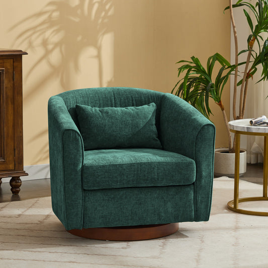 Swivel Accent Chair for Living Room, Sofa Chairs with Wood Base Side,  Comfy Swivel Accent Chair with Wide Upholstered, for Living Room Livingsource