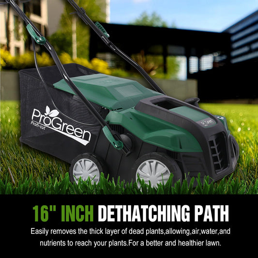 Garden Scarifier, 2-in-1 16INCH Dethatcher Scarifier,15 Amp Electric Lawn Dethatcher,Removable Collection Bag extra large 58QT Livingsource