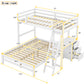 Twin over Full Bunk Bed with Built-in Desk and Three Drawers,White - SolidRoot Buy Furniture USA