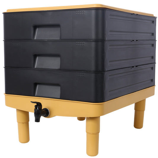 3-Tray Worm Farm Kit,65L Worm Composter for Vermicomposting Starter, Indoor & Outdoor Worm Composter, Worm Compost Bin for Recycling Food Waste Livingsource