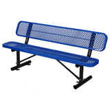 6 ft. Outdoor Steel Bench with Backrest BLUE SolidRoot Buy Furniture USA