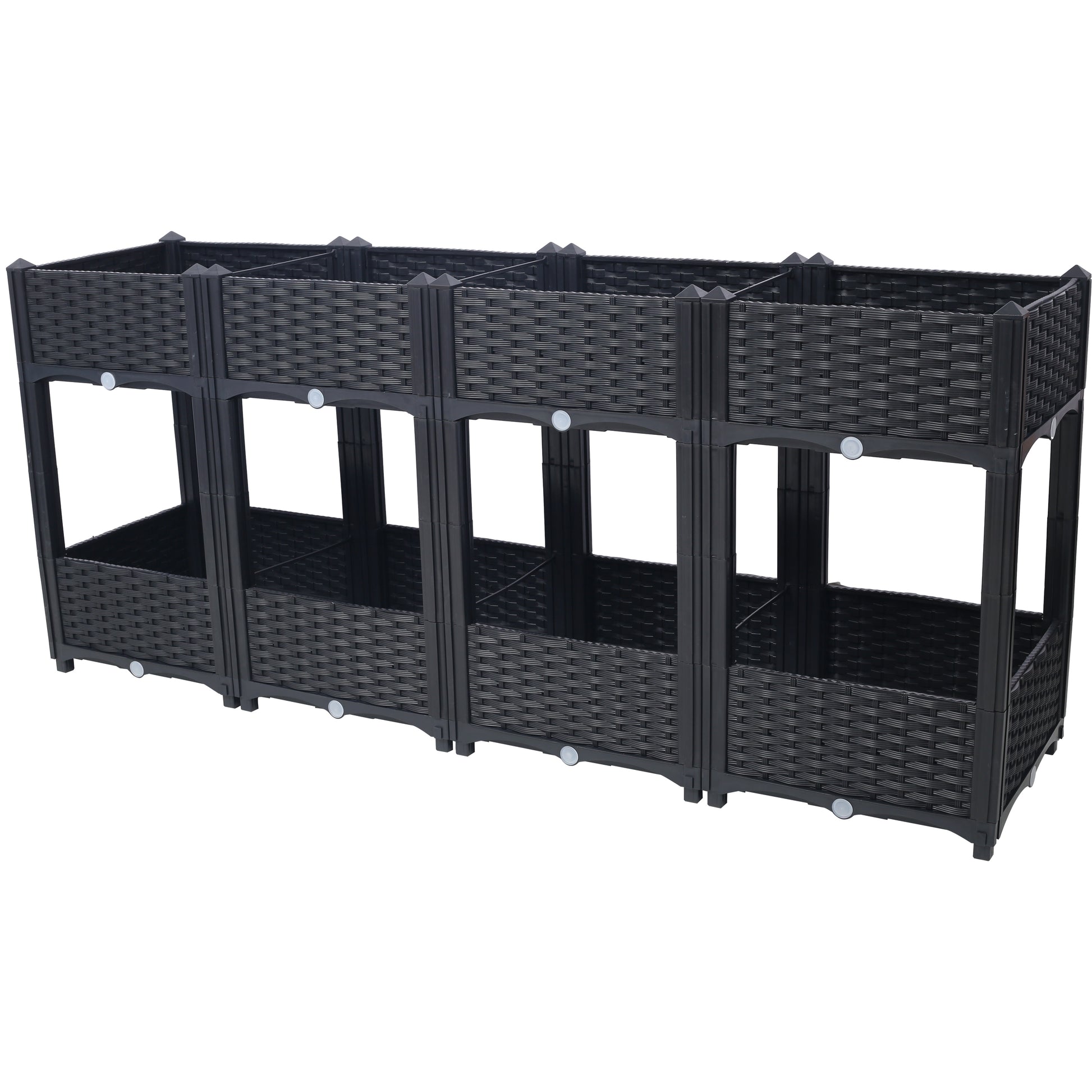 Planter Raised Beds - Elevated Planter Garden Box with Drainage Plug Raised Garden Beds for Vegetable/Flower/Herb Outdoor Standing Planter Beds Gardening Kit,Black,63'x15.7'x27.7' SolidRoot Buy Furniture USA