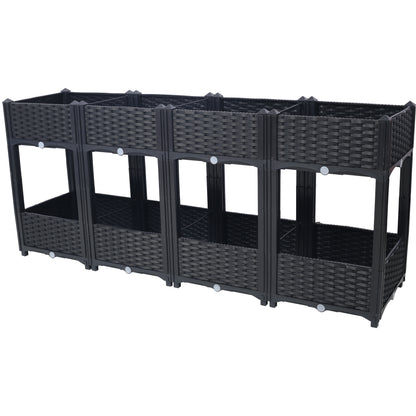 Planter Raised Beds - Elevated Planter Garden Box with Drainage Plug Raised Garden Beds for Vegetable/Flower/Herb Outdoor Standing Planter Beds Gardening Kit,Black,63'x15.7'x27.7' SolidRoot Buy Furniture USA