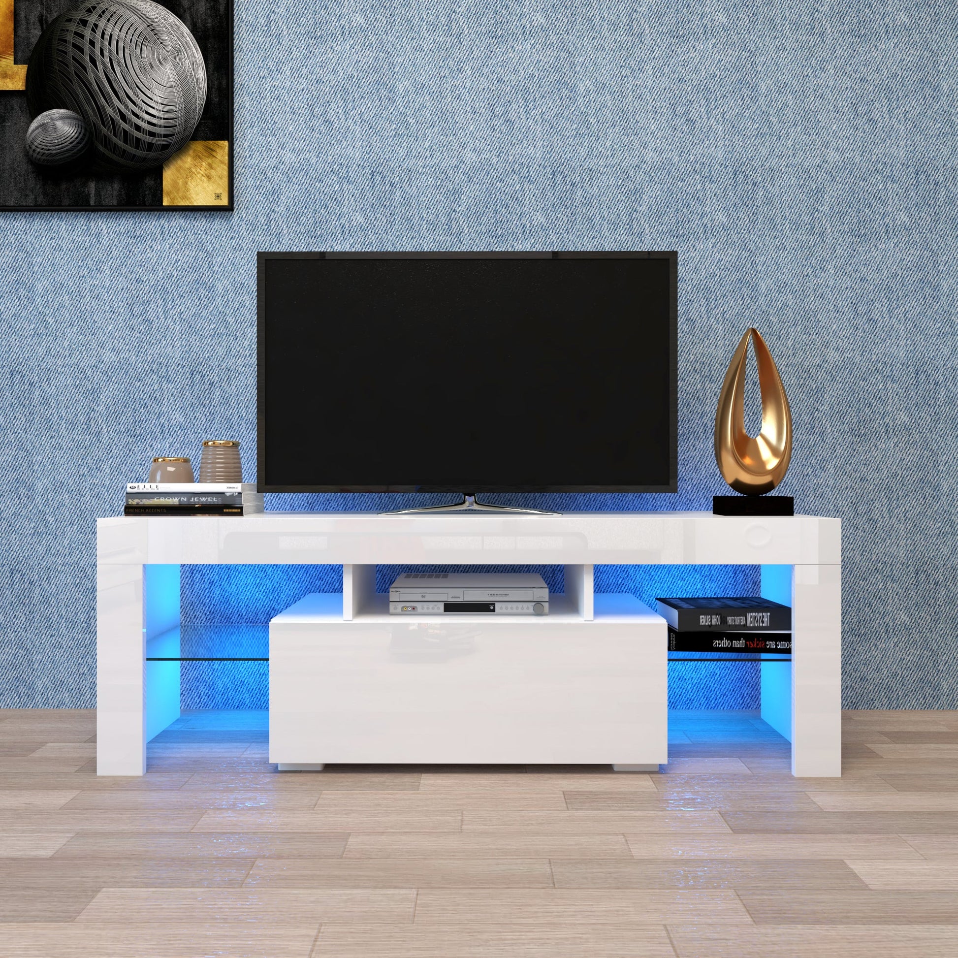 Entertainment TV Stand, Large TV Stand TV Base Stand with LED Light TV Cabinet. SolidRoot Buy Furniture USA
