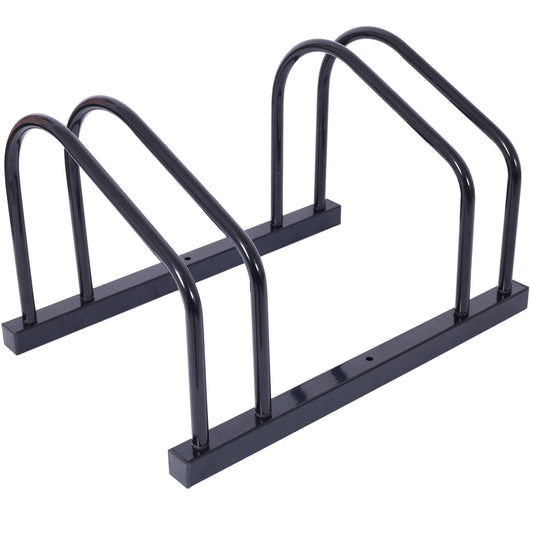 2 Bikes Floor Bike Stand, Bike Parking Rack Garage Bike Storage Stand Indoor/Outdoor 22-28' Wheel Stand, Max. Tire Width 2.15',black painted Livingsource
