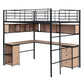 Metal Loft Bed with bookcase, desk and cabinet, Full, Black - SolidRoot Buy Furniture USA