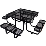 Black 46' Square Steel Picnic Table with Umbrella Opening - Heavy Duty Commercial Outdoor Seating SolidRoot Buy Furniture USA