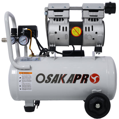1.5HP Silent Oil-Free Air Compressor, 8 Gallon, Portable & Lightweight with Wheels, 70 dBA Noise Level, Electric Shop Compressor with Automatic Drain Valve, Light Gray SolidRoot Buy Furniture USA