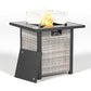28 Inch Propane Fire Pit Table, Rattan & Wicker-Look, 50000 BTU Gas Firepits Tempered Glass Tabletop with Glass Windscreen Protector for Outside Patio and Garden(Grey+White) Livingsource