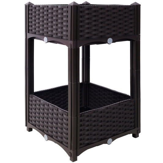 Planter Raised Beds - Elevated Planter Garden Box with Drainage Plug Raised Garden Beds for Vegetable/Flower/Herb Outdoor Standing Planter Beds Gardening Kit,Brown,15.7'x15.7'x27.7' SolidRoot Buy Furniture USA