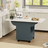 39.4" Wood Folding Dining Table with 4 Wheels, Wood Folding End Table with Wheels, Folding Dining Table with Storage Rack and 1 Drawers, Movable Kitchen Table Extendable Versatile Table Space Saving F Livingsource