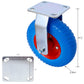 2PCS 8IN CASTER FLAT FREE WHEEL rigrid-Caster Wheel, Steel Hub with Ball Bearings, 5/8-Inch Bore Centered Axle -Blue Livingsource