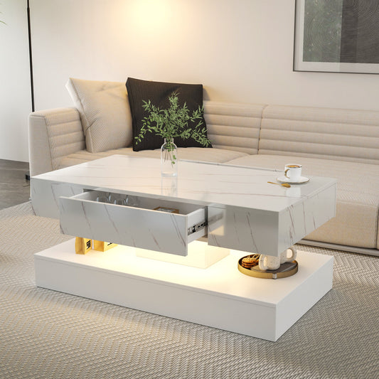 16.93IN High LED Coffee Table,Modern Coffee Table for Living Room,Living Room Tables,Large Living Room Furniture,LED Lights SolidRoot Buy Furniture USA
