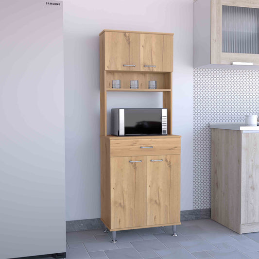 Della 60 Kitchen Pantry with Countertop, Closed & Open Storage -Light Oak SolidRoot Buy Furniture USA