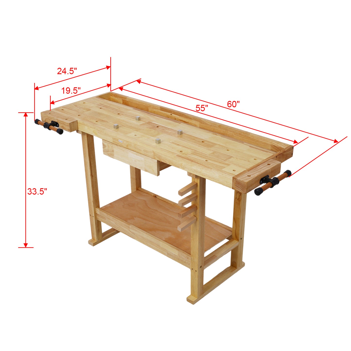 55-Inch Wood Workbench - Wooden Workbench for Garage Workshop and Home,with Bar Clamps Set 12 inch x 3inch Throat,Pack of 4