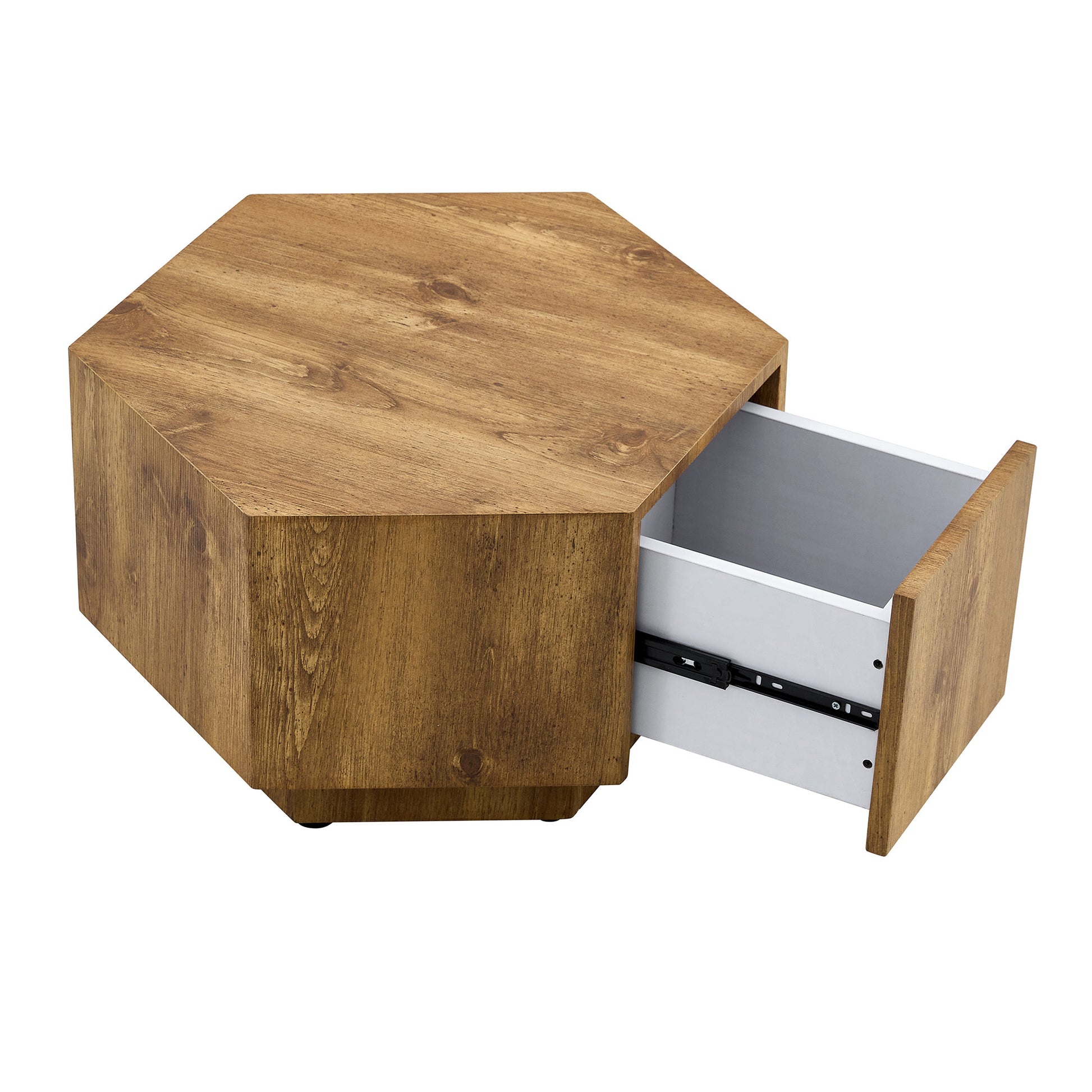 MDF material hexagonal coffee table with drawers.Made of high-quality materials,Adopting a unique hexagonal design,simple and elegant without losing personality. SolidRoot Buy Furniture USA