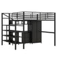 Metal Loft Bed With table set and wardrobe, Full, Black - SolidRoot Buy Furniture USA