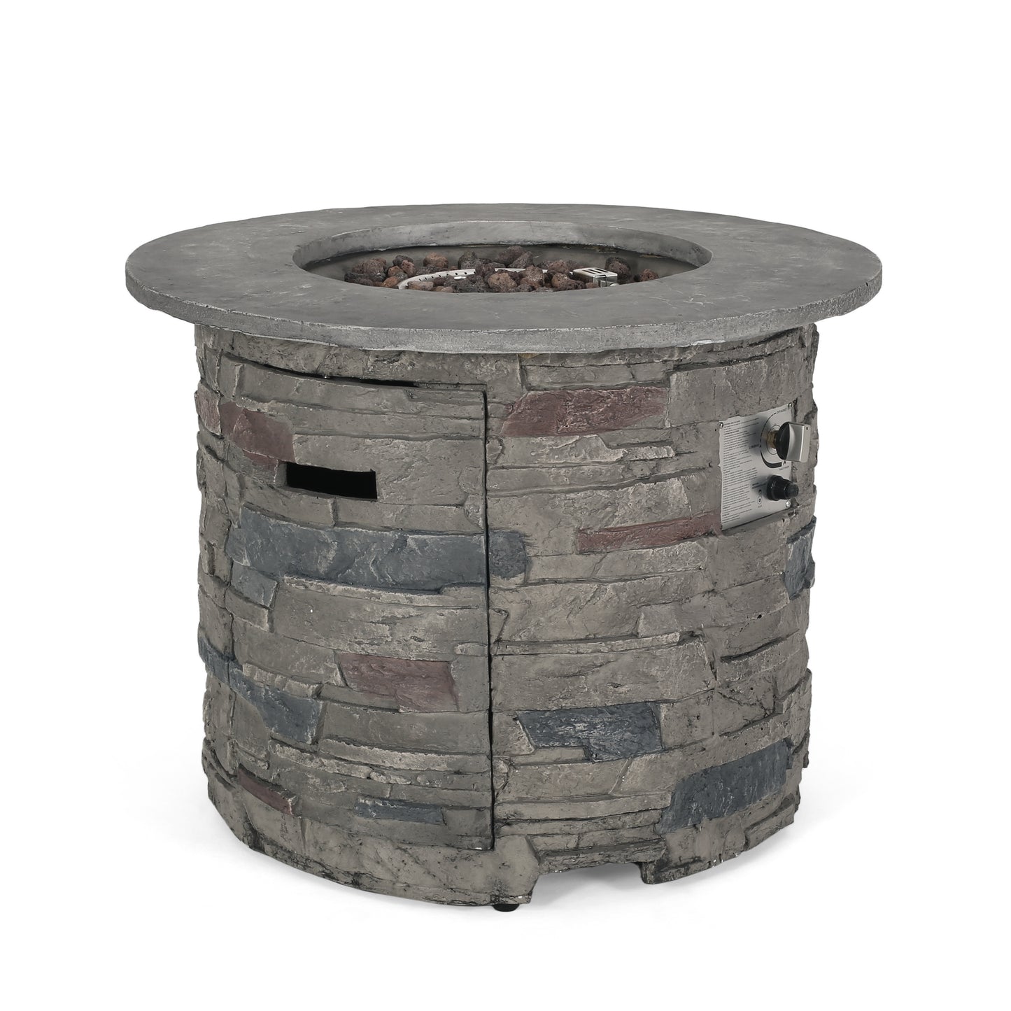 Outdoor 32" Round MgO Propane Fire Pit, Grey Top - 40,000 BTU