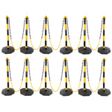 12 Pack Traffic Delineator Post Cones with Fillable Base, Adjustable Plastic Safety Barrier with 5Ft Plastic Chain, Outdoor and Indoor Crowd Control Stanchion for Traffic Control and warning Y/B SolidRoot Buy Furniture USA