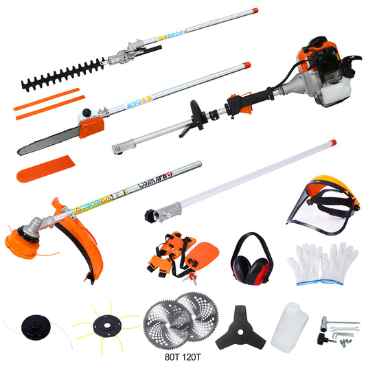 12 in 1 Multi-Functional Trimming Tool, 32.6CC 2-Cycle Garden Tool System with Gas Pole Saw, Hedge Trimmer, Grass Trimmer, and Brush Cutter EPA Compliant SolidRoot Buy Furniture USA