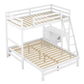 Twin over Full Bunk Bed with Built-in Desk and Three Drawers,White - SolidRoot Buy Furniture USA