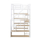Twin Size Metal Loft bed with Staircase, Built-in Desk and Storage Shelves, White - SolidRoot Buy Furniture USA