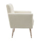 COOLMORE  Armchair Single Sofa Modern Tufted Upholstered Side Reading Chairs with Arm and Gold Metal Leg for Living Room Bedroom (White teddy ) Livingsource