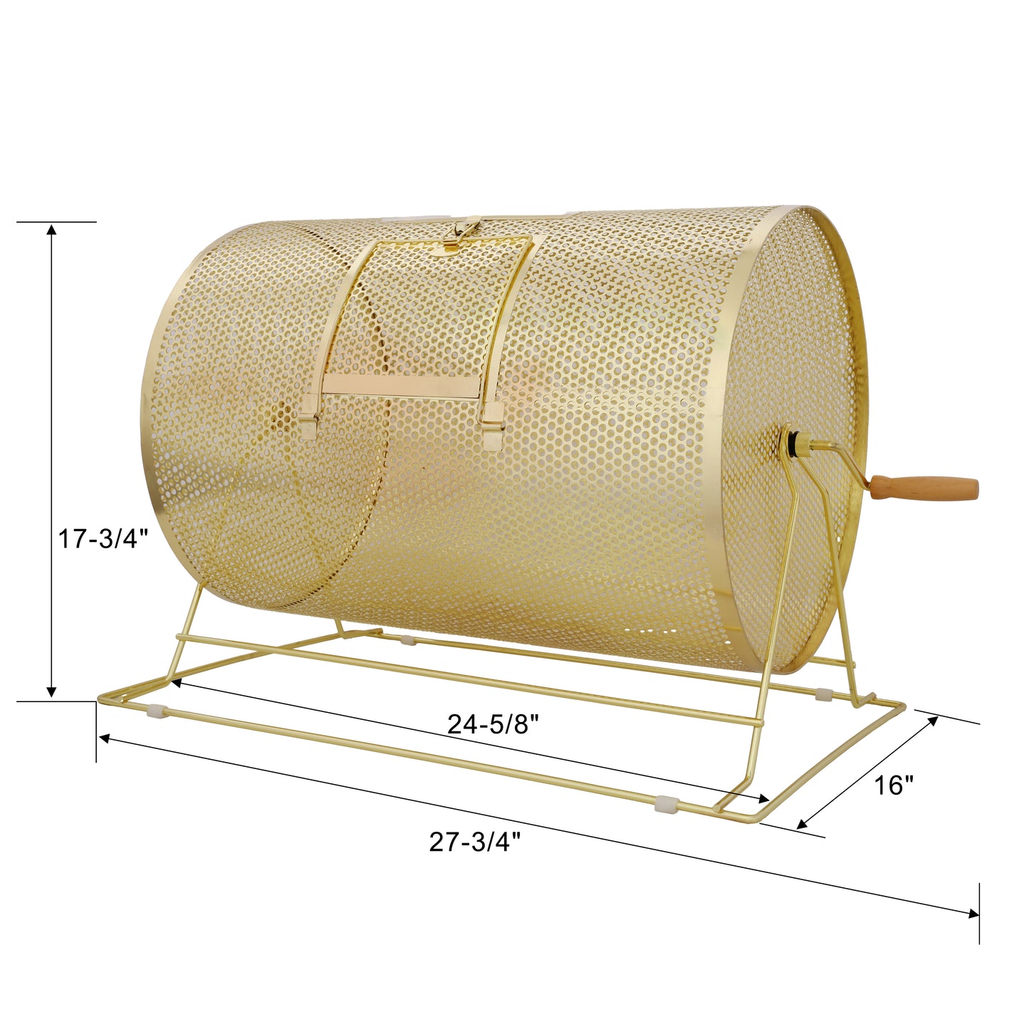 Raffle Drum,Holds 10000 Tickets or 300 Ping Pong Balls, Metal Lottery Spinning Drawing with Wooden Turning Handle, 14.8 x Ø21.26 inch Brass Plated Raffle Ticket Spinning Cage, for Bingo Ballot