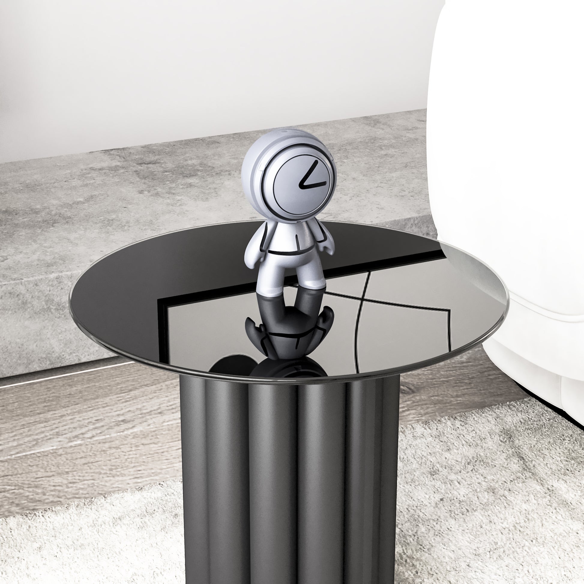 20' Inch Round Tempered Glass Table Top Black Glass 1/4' Inch Thick Round Polished Edge SolidRoot Buy Furniture USA