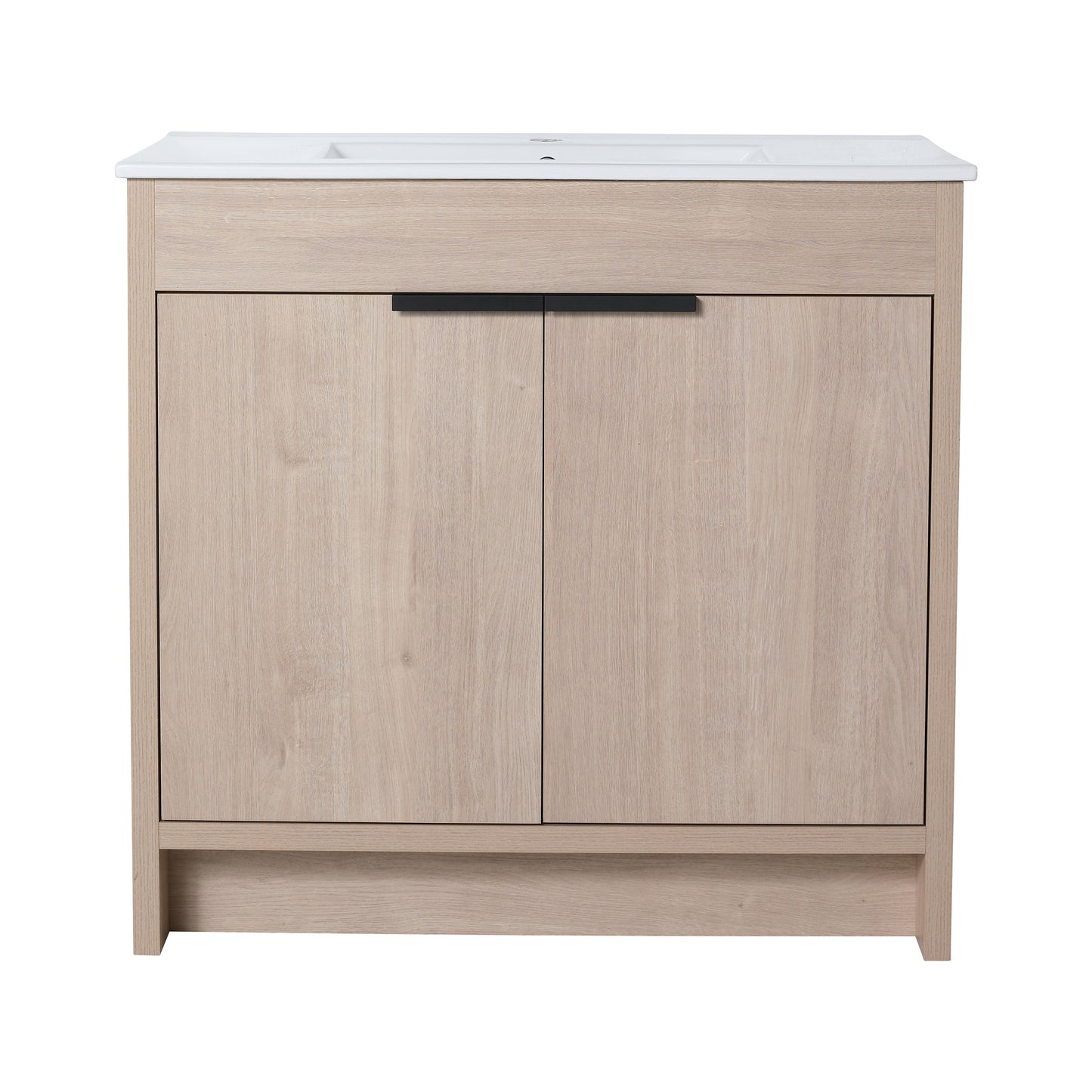 36 Inch Freestanding Bathroom Vanity with White Ceramic Sink & 2 Soft-Close Cabinet Doors (BVB02436PLO-F-BL9090B),W1286S00063